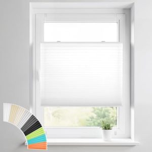 HOMEDEMO Plissee Klemmfix Jalousien Weiß 35x100cm – Faltrollo ohne Bohren für perfekten Sicht- und Sonnenschutz!