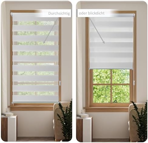 Doppelrollo Klemmfix Duo-Rollo 105x150cm - Blickdicht & lichtdurchlässig für perfekten Sonnenschutz ohne Bohren!