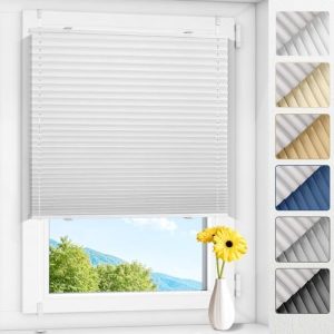 Allesin Plissee ohne Bohren - Lichtdichtes 35x100cm Klemmfix Rollo für Fenster & Tür mit Thermo-Schutz und Sichtschutz