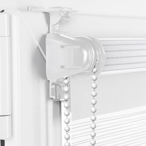 Doppelrollo Klemmfix 70cm x 130cm Weiß - Modernes Duo Rollo für Fenster & Türen ohne Bohren, optimaler Sonnenschutz!