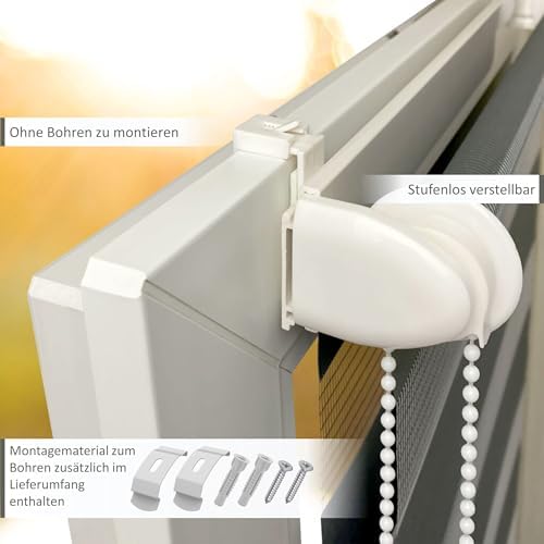 Doppelrollo Klemmfix Duo-Rollo 105x150cm - Blickdicht & lichtdurchlässig für perfekten Sonnenschutz ohne Bohren!
