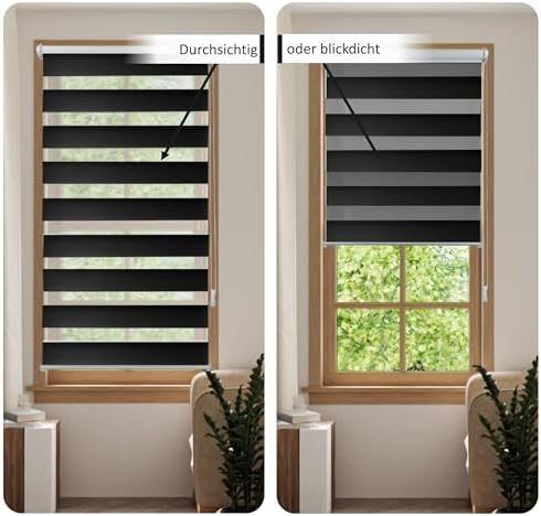 Doppelrollo Klemmfix Duo-Rollo 105x150cm - Blickdicht & lichtdurchlässig für perfekten Sonnenschutz ohne Bohren!