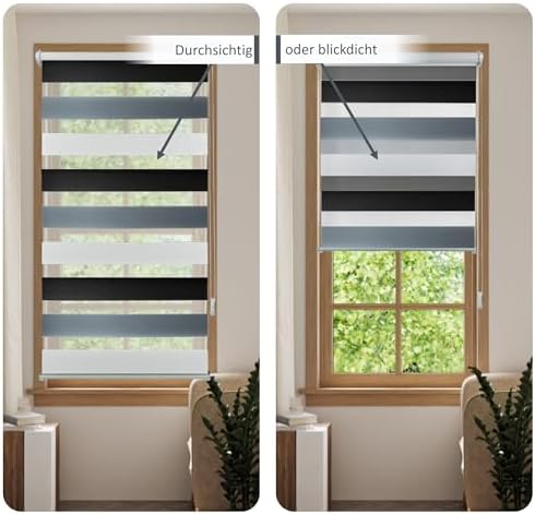 Doppelrollo Klemmfix Duo-Rollo 105x150cm - Blickdicht & lichtdurchlässig für perfekten Sonnenschutz ohne Bohren!