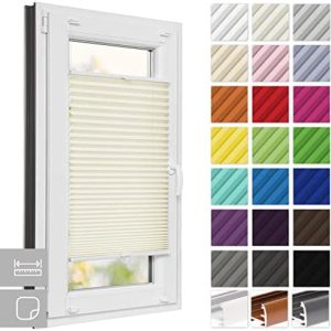 Estika Plissee zum Kleben für Fenster - 23 Farben, Maßanfertigung, ohne Bohren, optimaler Sicht- und Sonnenschutz