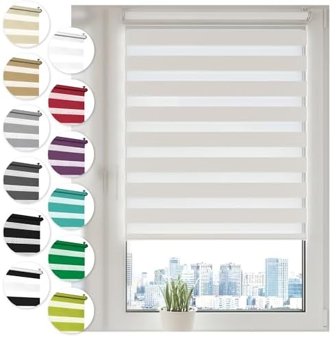Doppelrollo Klemmfix 70cm x 130cm Weiß - Modernes Duo Rollo für Fenster & Türen ohne Bohren, optimaler Sonnenschutz!