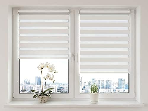 Doppelrollo Klemmfix 70cm x 130cm Weiß - Modernes Duo Rollo für Fenster & Türen ohne Bohren, optimaler Sonnenschutz!