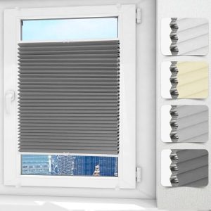 Allesin Wabenplissee ohne Bohren, Verdunklung & Thermo, ideal für Fenster & Tür, Zweifarbig Weiß-Grau 45 x 110 cm