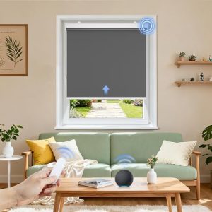 Grandekor Elektrische Rollos Innen - Verdunklungsrollo 120x200cm mit Fernbedienung & leisen Motor, idealer Sichtschutz f