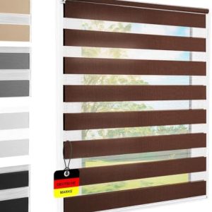 Doppelrollo Klemmfix ohne Bohren Braun 50x140 cm – Ideal für Fenster/Türen, Sicht- und Sonnenschutz, modernes Design!