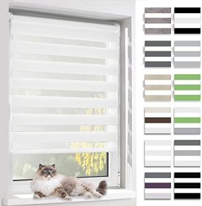 BelleMax Doppelrollo 55x150cm Weiß – Klemmfix ohne Bohren, blickdichter Sonnenschutz für Fenster und Tür