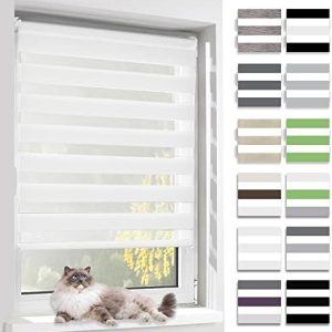 BelleMax Doppelrollo 55x150cm Weiß – Klemmfix ohne Bohren, blickdichter Sonnenschutz für Fenster und Tür