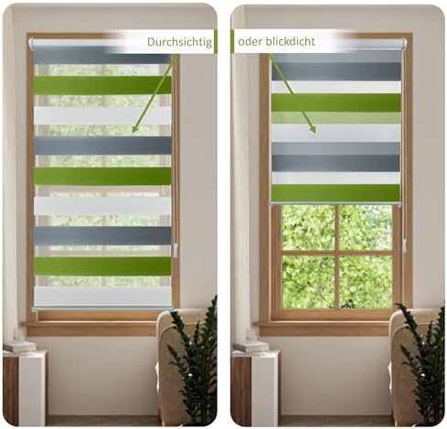 Doppelrollo Klemmfix Duo-Rollo 105x150cm - Blickdicht & lichtdurchlässig für perfekten Sonnenschutz ohne Bohren!
