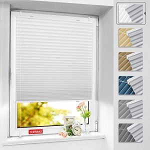 BelleMax Plissee Verdunklung für Fenster, 100% lichtundurchlässig, Weiß 60x100cm – Klemmfix Sichtschutz & Sonnenschutz o