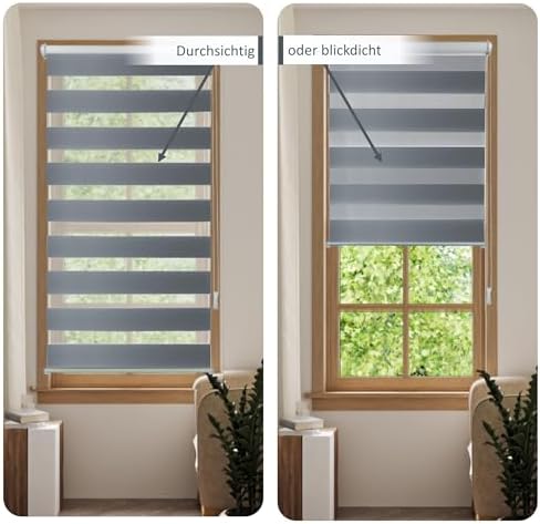 Doppelrollo Klemmfix Duo-Rollo 105x150cm - Blickdicht & lichtdurchlässig für perfekten Sonnenschutz ohne Bohren!