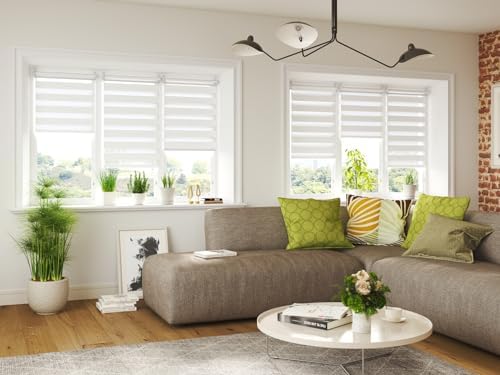 Doppelrollo Klemmfix 70cm x 130cm Weiß - Modernes Duo Rollo für Fenster & Türen ohne Bohren, optimaler Sonnenschutz!