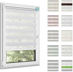 Allesin Elektrische Doppelrollo 45-120cm, Fernbedienung, Sichtschutz für Fenster, Alexa-kompatibel