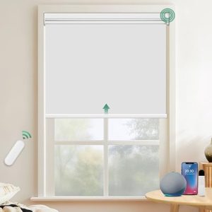 Allesin Elektrische Rollos - Weißes Verdunklungsrollo B80 x H200 cm mit Fernbedienung, ideal für sonnengeschützte Fenste