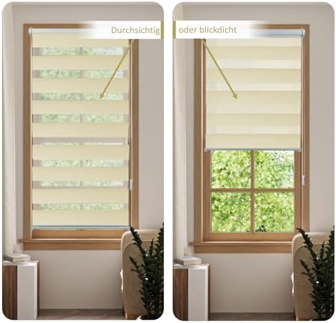 Doppelrollo Klemmfix Duo-Rollo 105x150cm - Blickdicht & lichtdurchlässig für perfekten Sonnenschutz ohne Bohren!