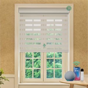 Allesin Elektrisches Doppelrollo, Wiederaufladbar und Lichtdurchlässig, Ohne Bohren, Smart für Alexa, Ideal für Fensterd