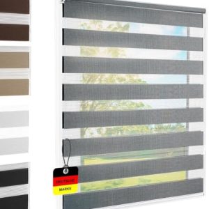 Doppelrollo Klemmfix Grau 95x220 cm – Ohne Bohren, idealer Sicht- und Sonnenschutz für Fenster!