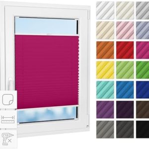 Estika Plissee für Innenrahmen - Selbstklebend, ohne Bohren, 23 Farben, individuell Maßgeschneidert