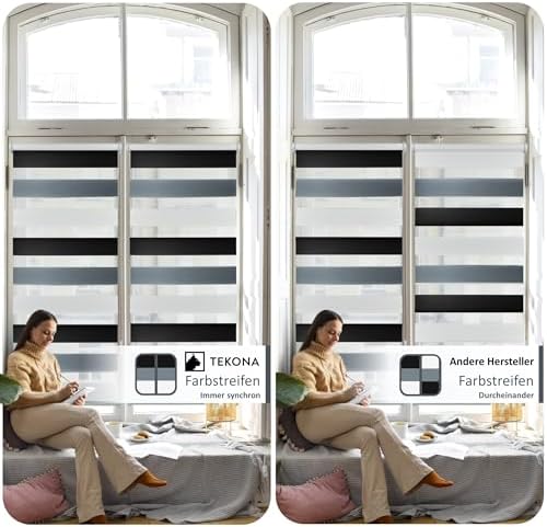 Doppelrollo Klemmfix Duo-Rollo 105x150cm - Blickdicht & lichtdurchlässig für perfekten Sonnenschutz ohne Bohren!