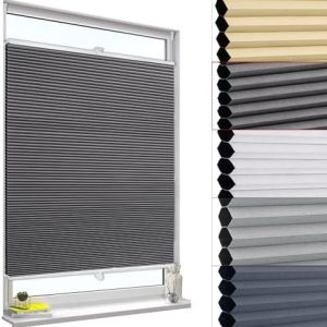 WOLTU Plissee ohne Bohren 100x130cm – Dunkelgraue Wabenplissee für effektiven Sonnenschutz und Sichtschutz im Innenberei