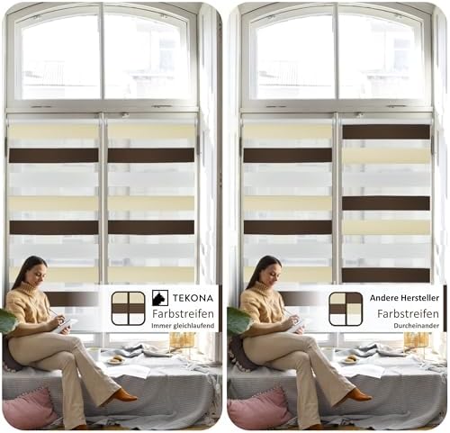 Doppelrollo Klemmfix Duo-Rollo 105x150cm - Blickdicht & lichtdurchlässig für perfekten Sonnenschutz ohne Bohren!