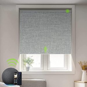 Yoolax Elektrisches Rollo mit Akkumotor & Fernbedienung – 100% Verdunkelung für Home Office, grau, schnurlos