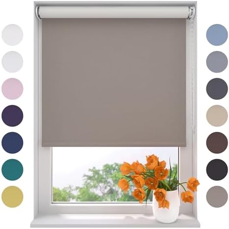 Radeco® Verdunkelungsrollo 150x190 cm Zement – Ohne Bohren, ideal für Fenstermontage im Innenbereich!