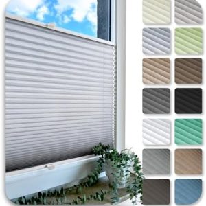 Rollmayer Plissee nach Maß – Faltrollo mit Bohren, 14 Farben, Sicht- und Sonnenschutz für Fenster und Tür, Breite 25-120