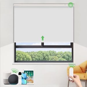 HOMEDEMO Elektrische Rollos - Wiederaufladbares Verdunkelungsrollo 150x80cm für innen, Smart & Alexa-kompatibel, ohne Bo