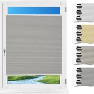 Allesin Plissee Verdunklung Klemmfix 40x100cm Grau – 100% Blickdicht & Wärmeisolierung für Fenster und Türen, ohne Bohre